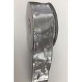 Solid Ribbon w/Wire Edge Silver 1.5" 25y.